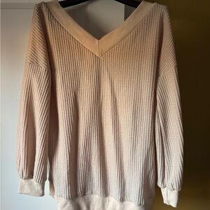 Chic V-Neck Sweater in Soft Cream